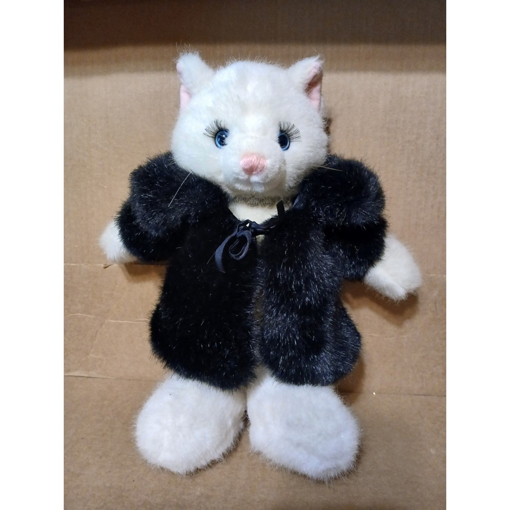Rare vintage Russ Berrie Jennifer White cat plush Stuffed Animal Blue Eyes